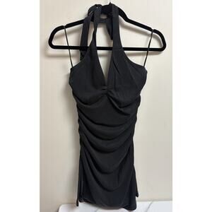 Celandine Anthropologie Black Ruched Halter Mini Dress Women’s XS NWT